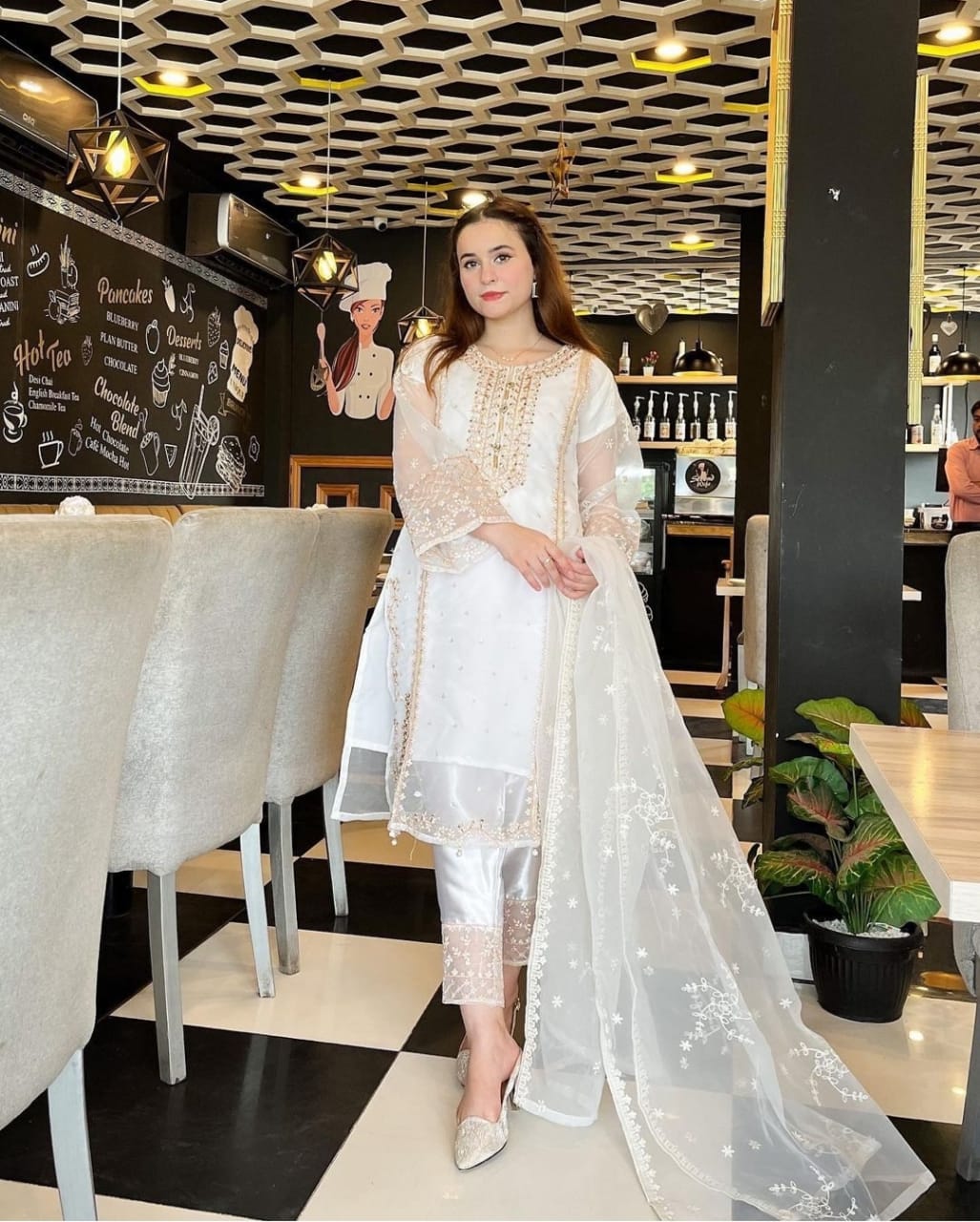TEHZEEB Organza 3pcs Stitch suit