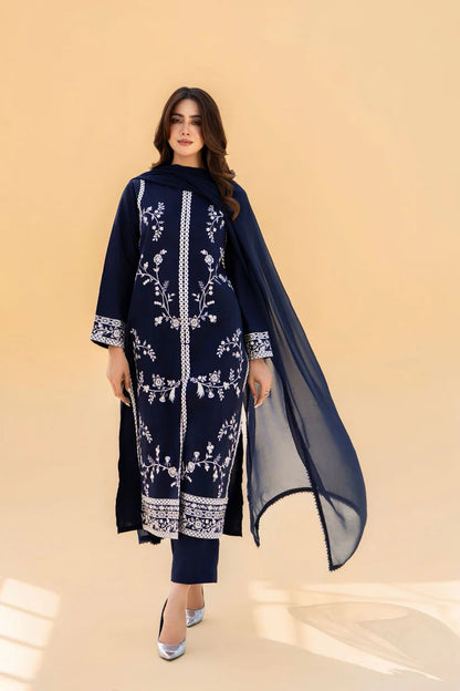 Inovy Blue Embroidered 3PC Suit