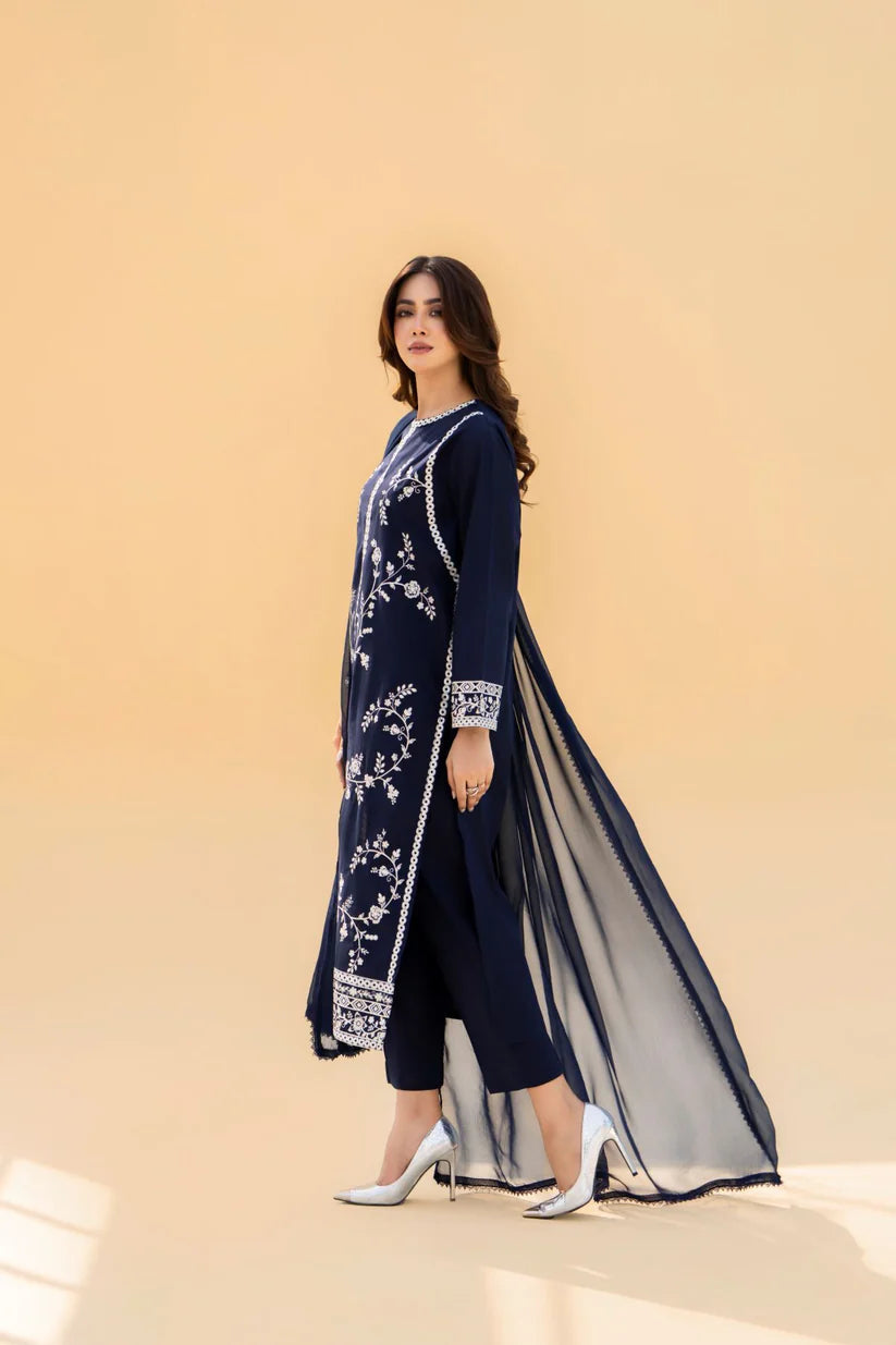 Inovy Blue Embroidered 3PC Suit