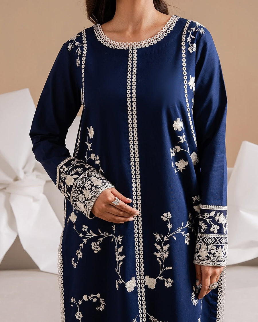 Inovy Blue Embroidered 3PC Suit
