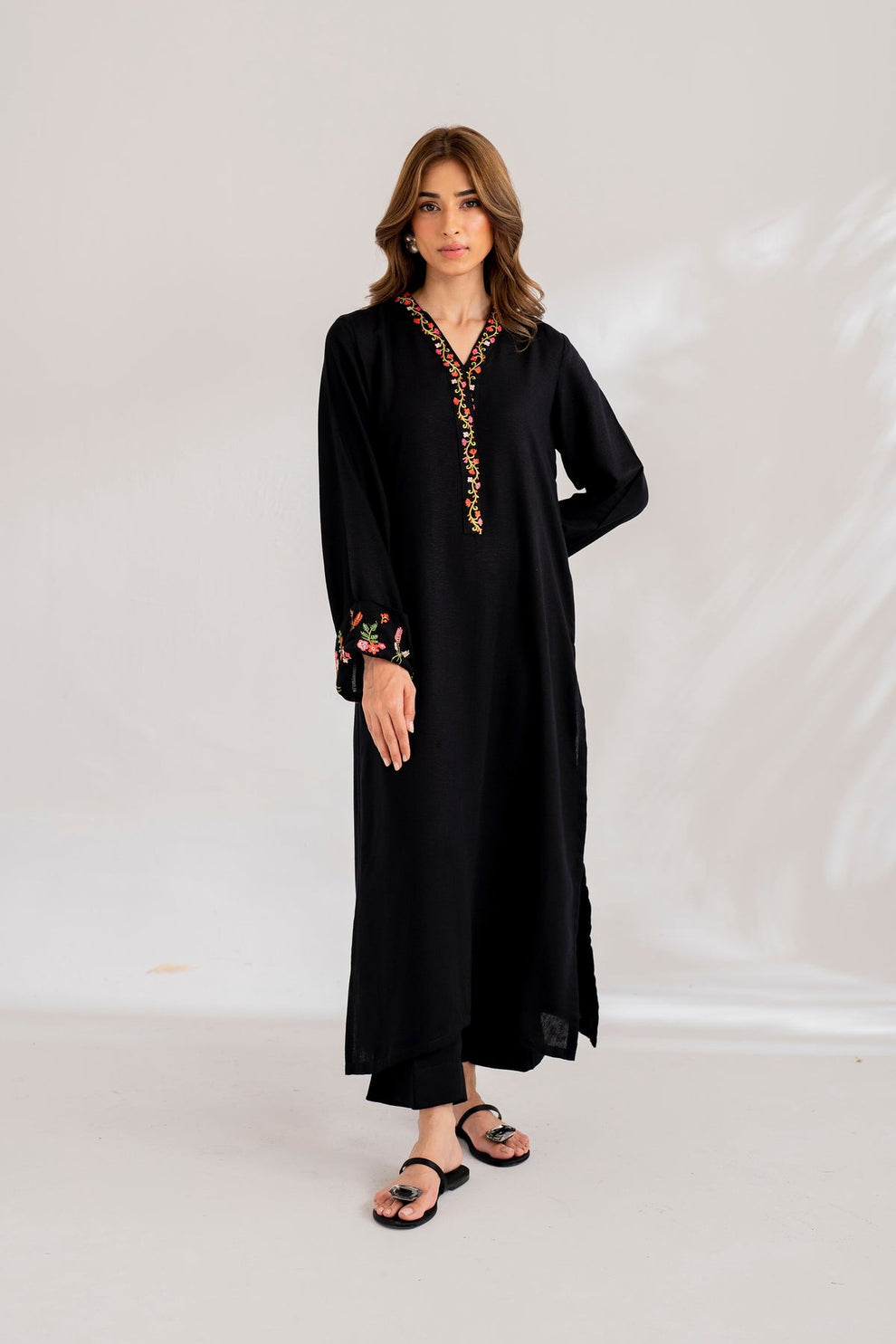 Neck Embroidered Long Length 2PC Suit