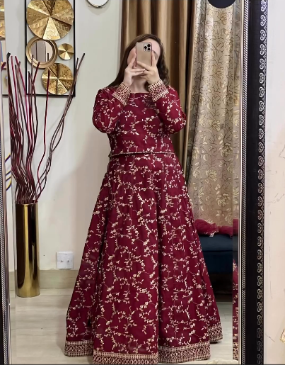 Embroidered Lehenga Choli 3pcs Set With Hand Bag