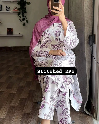 Flower Design 2PC Stitch Suit