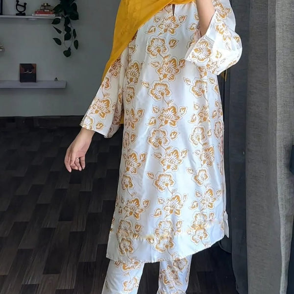Flower Design 2PC Stitch Suit